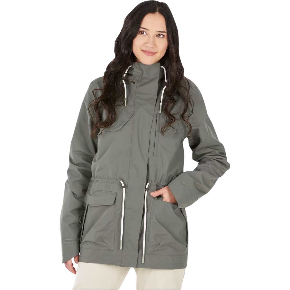 Decathlon QUECHUA Green Hooded Jacket Water Resistant Outdoor Size L Rain Hiking